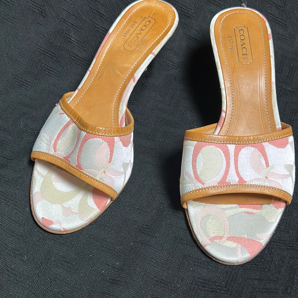 Coach slip on heeled sandals